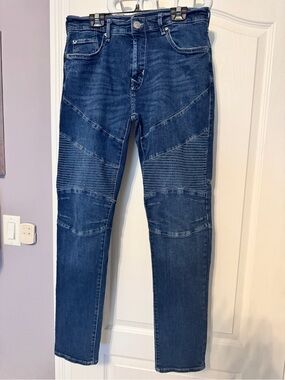 True Religion Rocco Moto Relaxed Skinny Jeans 30